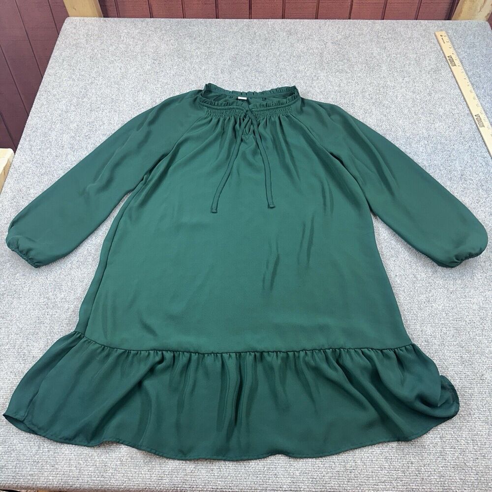 OLD NAVY EMERALD GREEN SMOCKED SLEEVE DRESS Size medium Lightweight - Picture 4 of 11